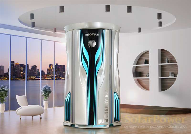 Солариум Tower pureEnergy 5.0 e най-модерният и най-луксозен вертикален солариум на megaSun