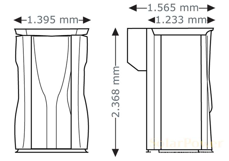 Солариум megaSun Tower pureEnergy 5.0, затворен, размери
