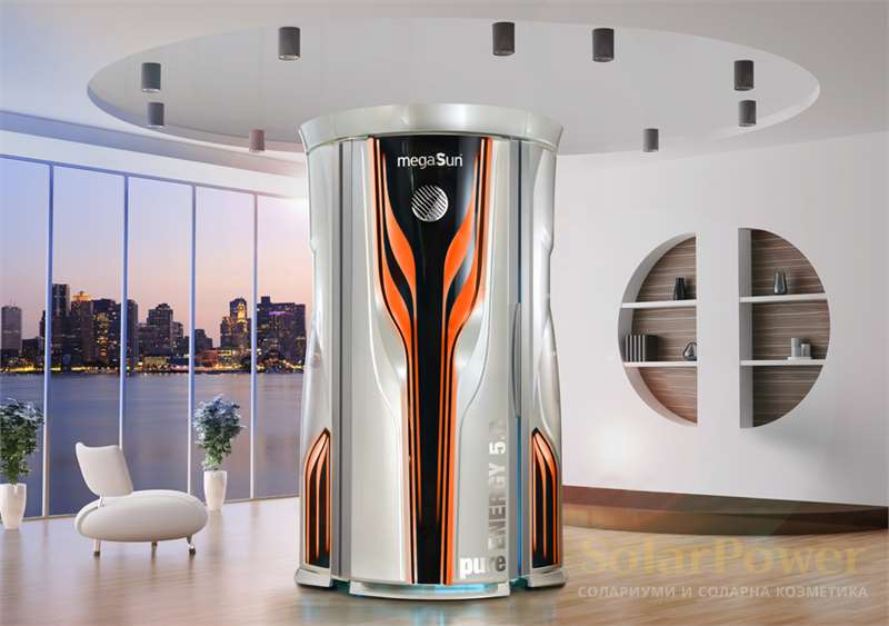 Солариум megaSun Tower pureEnergy 5.0 предлага комбинация от комфорт, безпрецедентни характеристики и зашеметяващ дизайн