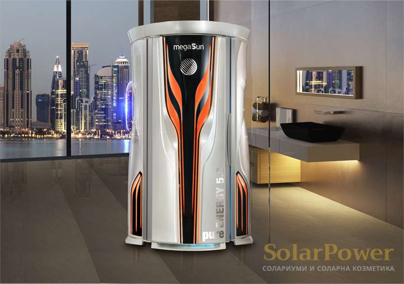 Солариум megaSun Tower pureEnergy 5.0 притежава максимална мощност и гарантира прекрасен тен, при изключително ниска консумация на енергия