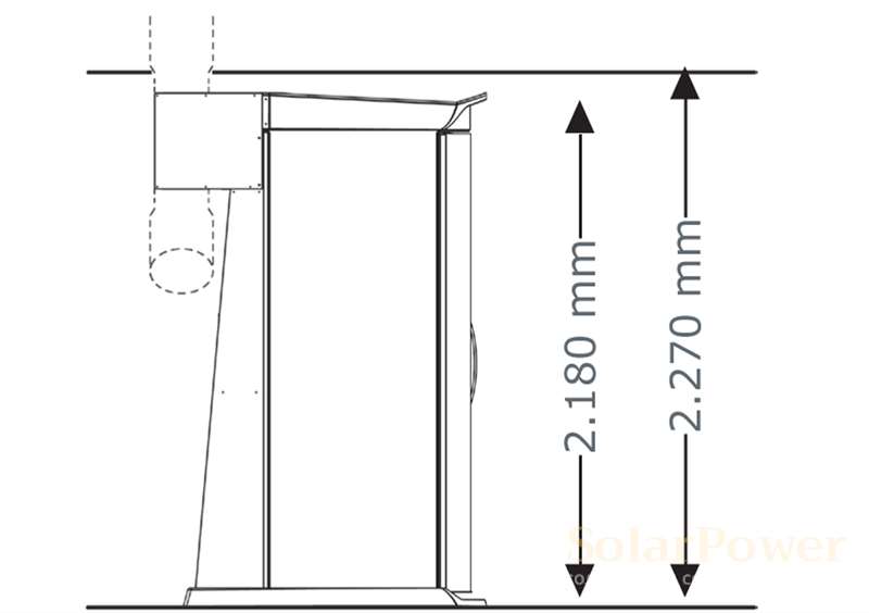 Солариум megaSun Tower space 2000, затворен, размери