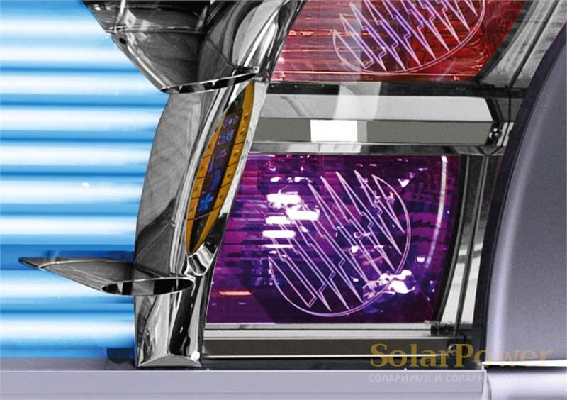Солариум megaSun 6700 alpha Ultra Power е оборудван със специални УВ лицеви лампи