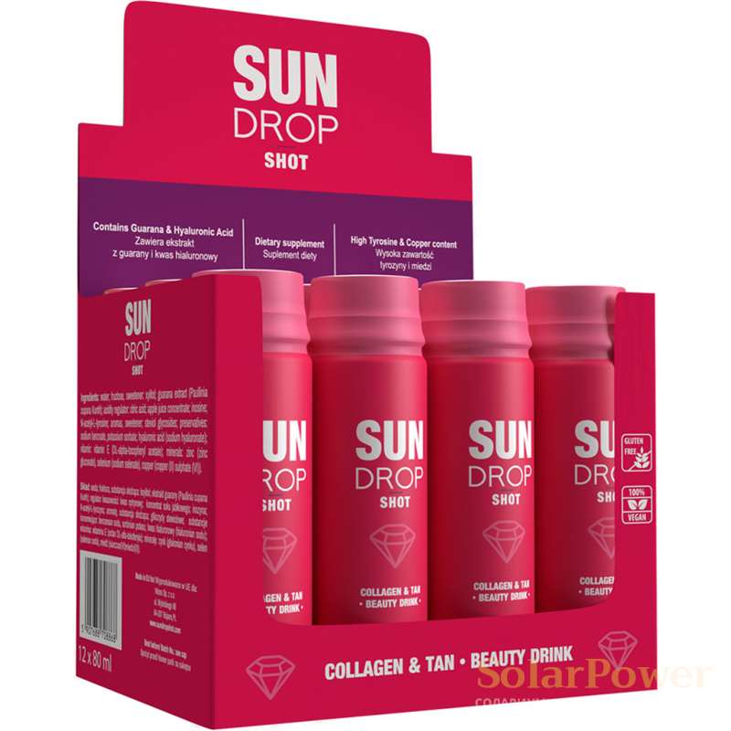 Sun Drop Collagen&Tan напитка за тен и красота, напитка за преди солариум, кутия 12 броя х 80 ml