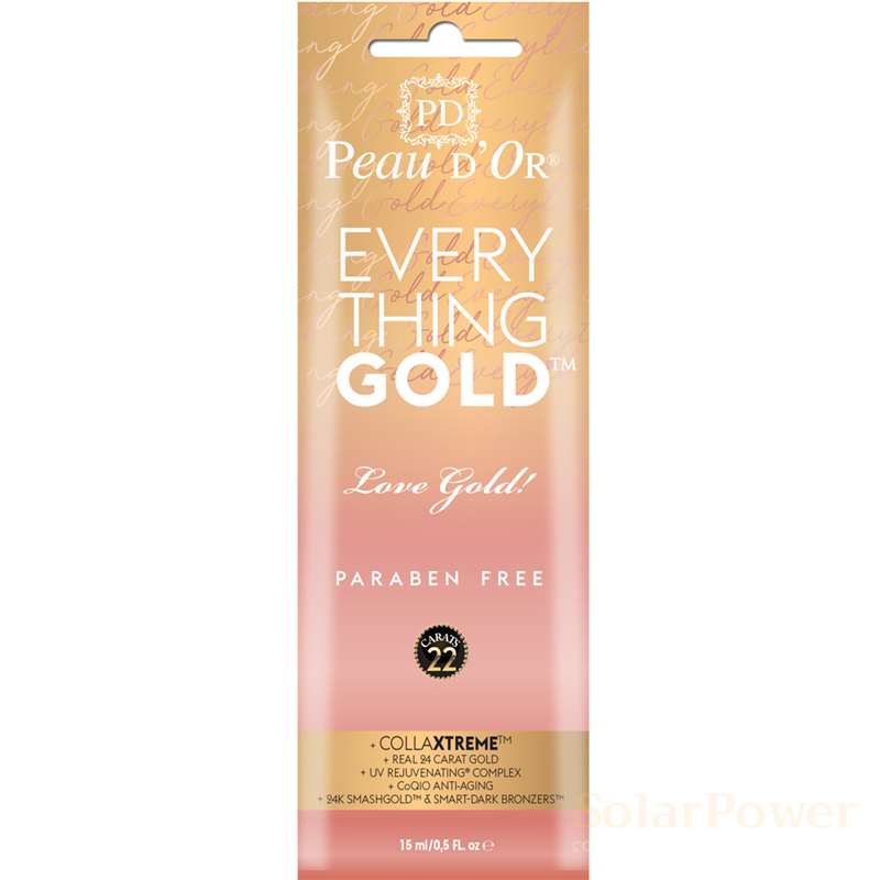Лосион за солариум Everything Gold, козметика за солариум от Peau d’Or, 15 ml