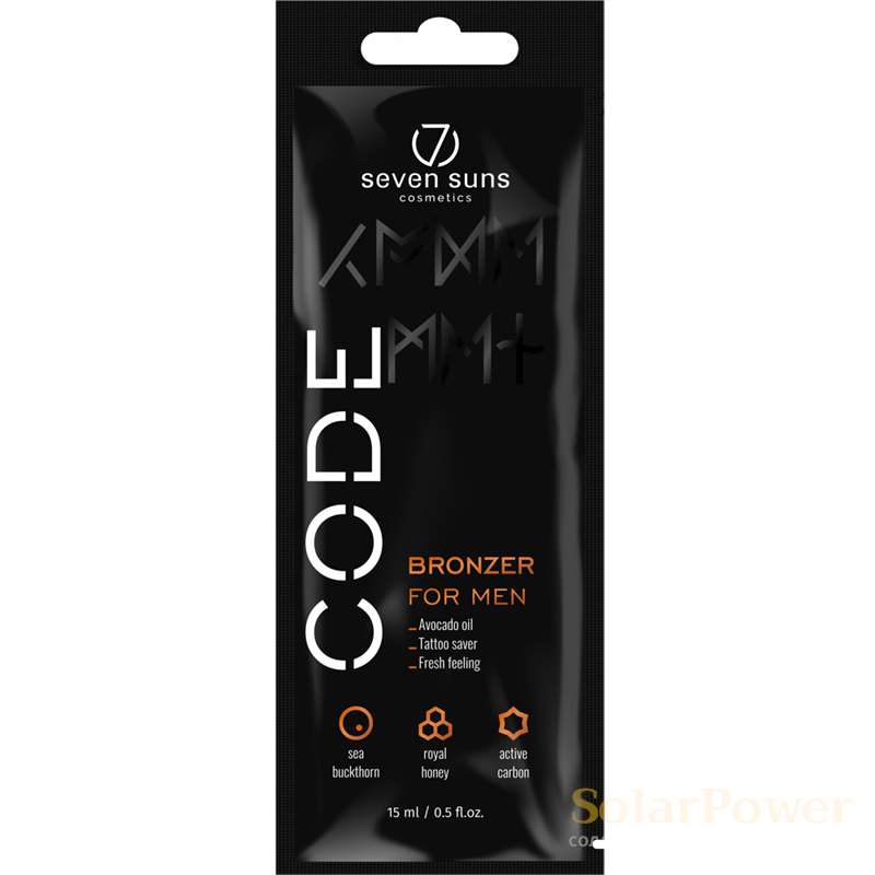 Мъжки тен ускорител с бронзант CODE Intensifier, козметика за солариум от 7suns, 15 ml