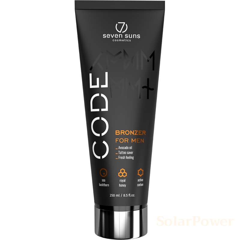 Мъжки тен ускорител с бронзант CODE Intensifier, козметика за солариум от 7suns, 250 ml