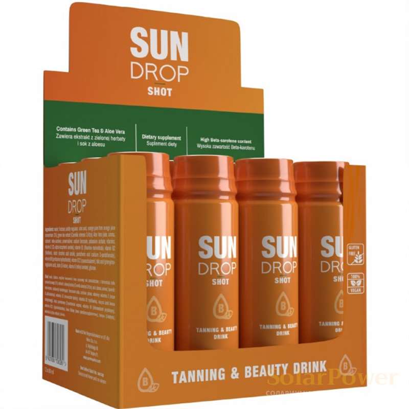 Sun Drop Tanning&Beauty напитка за тен и красота, напитка за преди солариум, кутия 12 броя х 80 ml
