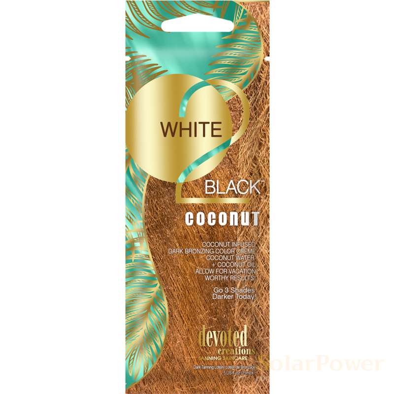 Лосион за солариум White 2 Black Coconut, козметика за солариум от Devoted Creations, 15 ml