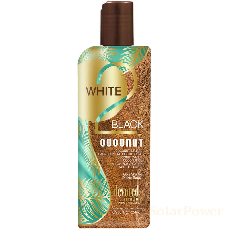 Лосион за солариум White 2 Black Coconut, козметика за солариум от Devoted Creations, 250 ml