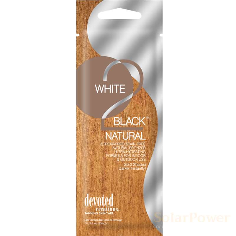 Лосион за солариум White 2 Black Natural Bronzer, козметика за солариум от Devoted Creations, 15 ml